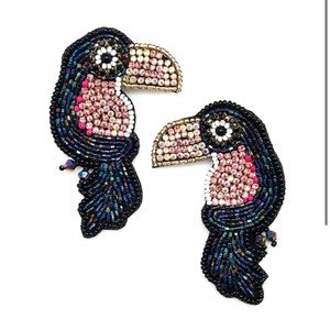 Hand beaded toucan earrings